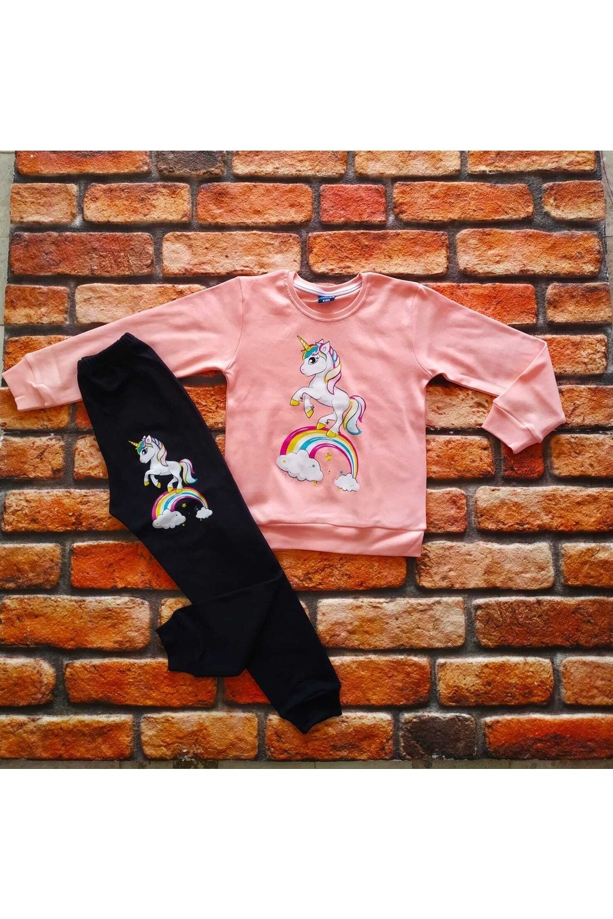 Unicorn%20Pony%20Desenli%20Baskılı%20Kız%20Çocuk%20Pijama%20Takımı%20%100%20Pamuklu