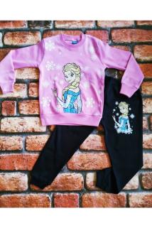 Elsa Desenli Baskılı %100 Pamuklu Kız Çocuk Pembe Pijama Takımı