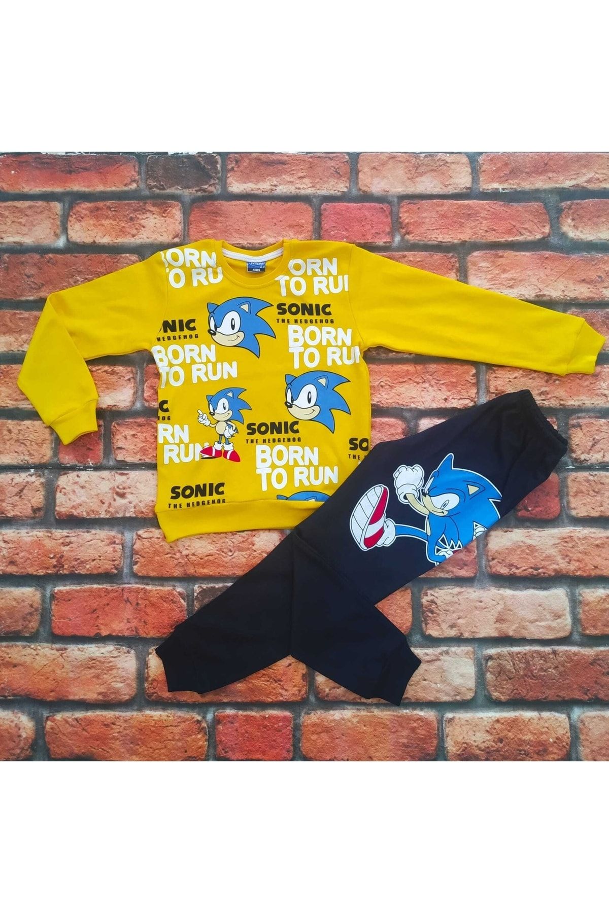 Sonic%20Unisex%20The%20Hedgehod%20Baskılı%20Desenli%20%%20Çocuk%20Pamuklu%20Pijama%20Takımı